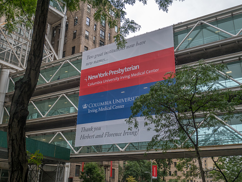 New York City, Usa - September 9, 2018: Sign of the New York Presbyterian hospital and medical center.