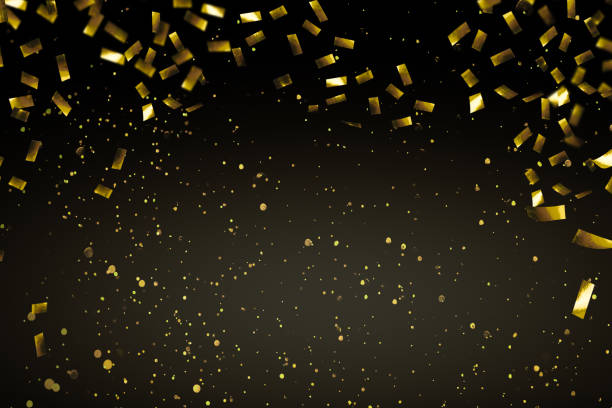 raining gold confetti in the party night