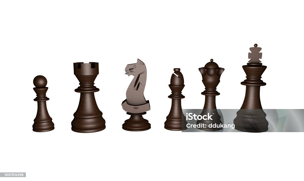 3d. chess game pieces, figures. Chess pieces standing together Achievement Stock Photo