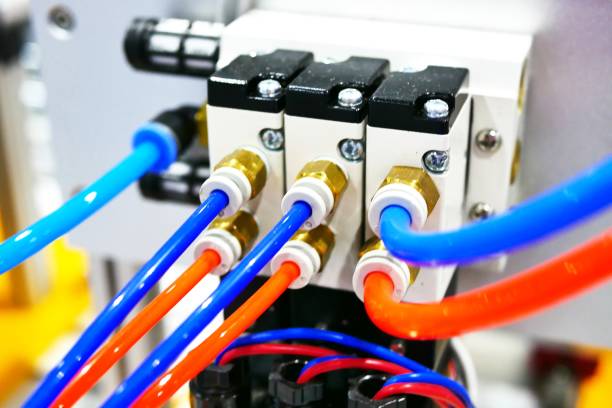 istock Solenoid valve and air tube wiring 1037517964