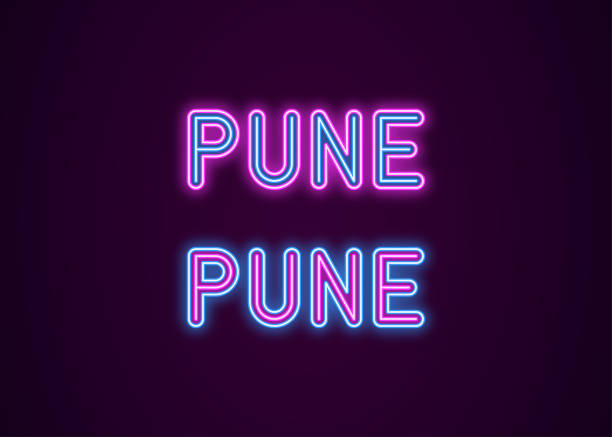 istock Neon name of Pune city in India 1037520642