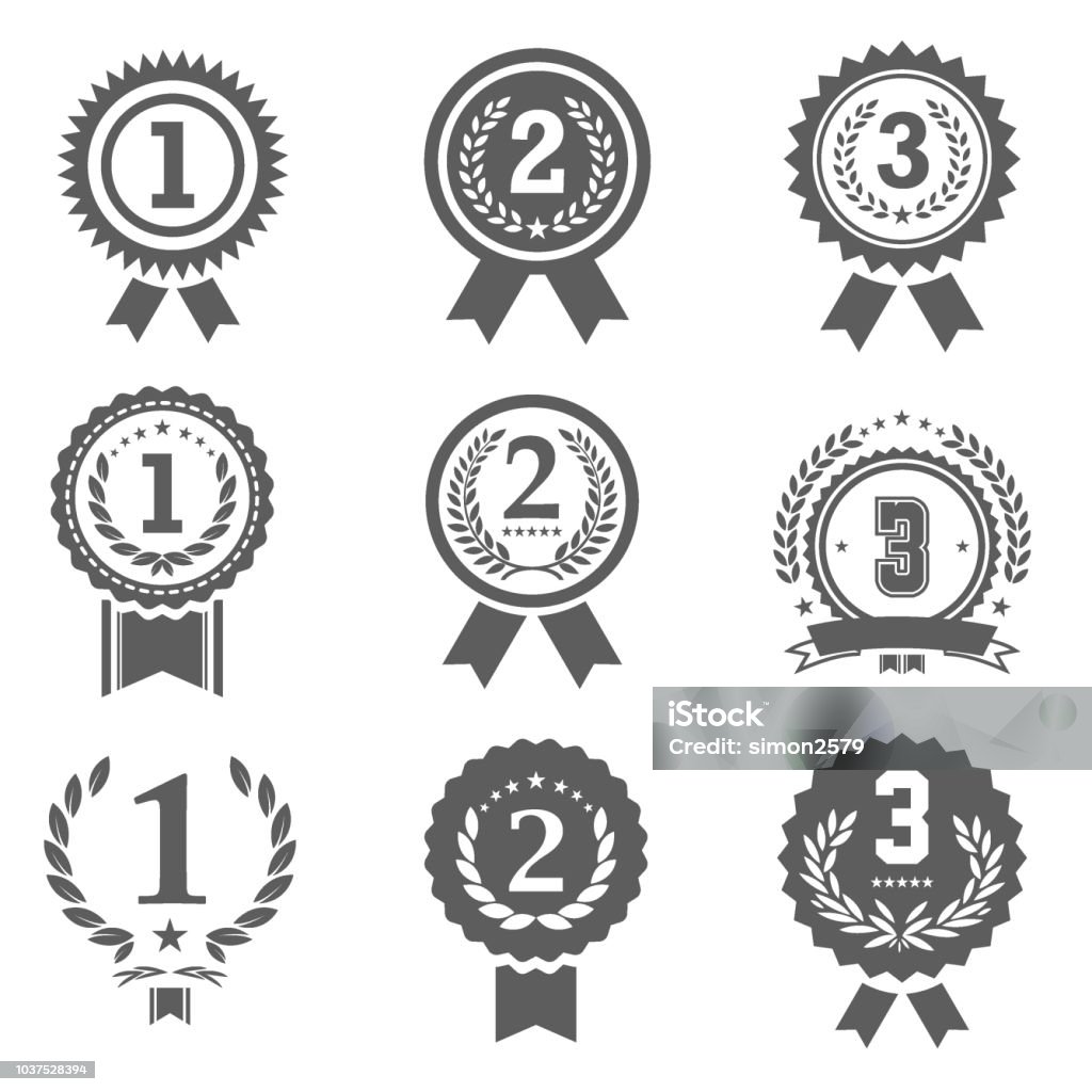 금은 및 동메달 우승자 수상 메달 세트 0명에 대한 스톡 벡터 아트 및 기타 이미지 - 0명, 1, 1위 - iStock