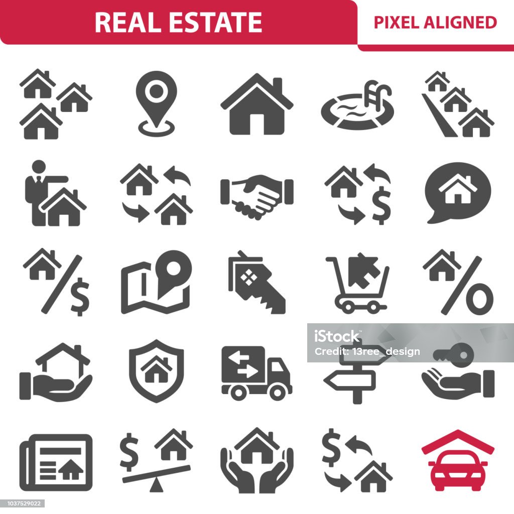 Real Estate Icons Professional, pixel perfect icons, EPS 10 format. Icon Symbol stock vector