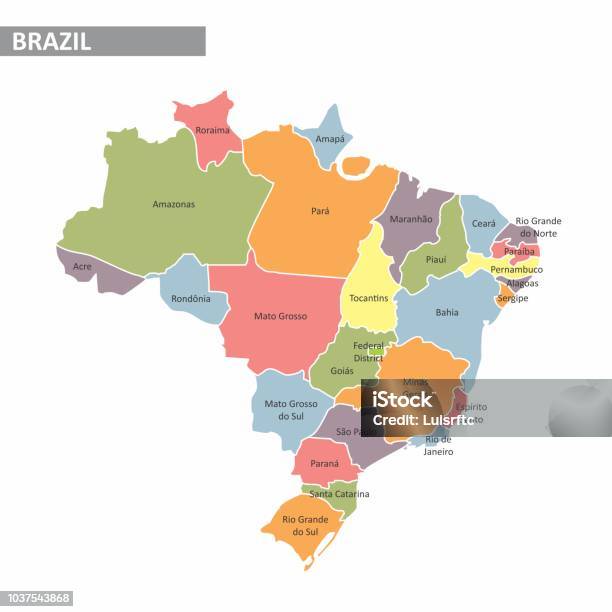 Map Of Brazil Stock Illustration - Download Image Now - Brazil, Map, Politics