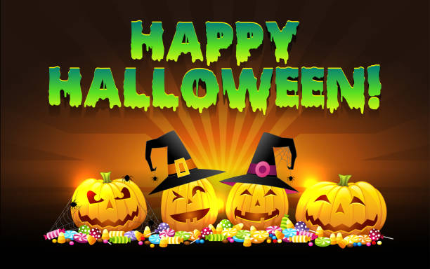 ilustrações, clipart, desenhos animados e ícones de halloween banner cartaz - halloween candy candy corn backgrounds