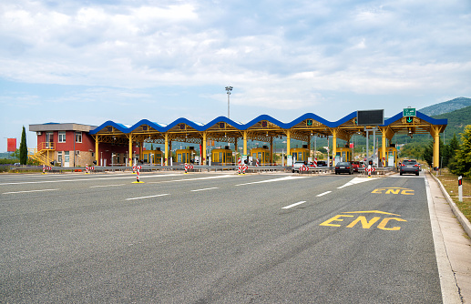 A toll collection area in Croatia. Payment area.