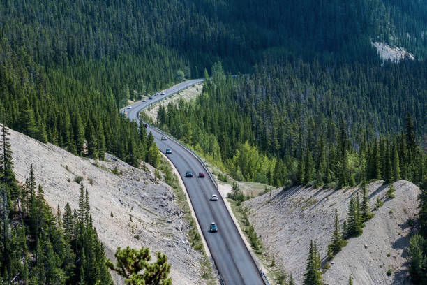 istock Vehicles Driving Down the Famous Icefields Parkway Route Between Banff and Jasper National Parks in Alberta, Canada 1037573646