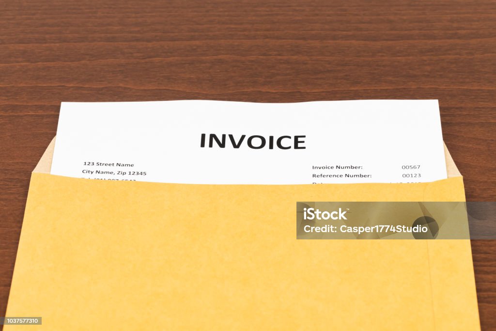 Invoice Envelopes Example Invoice In Envelope Document Is Mockup Stock Photo - Download Image Now ...