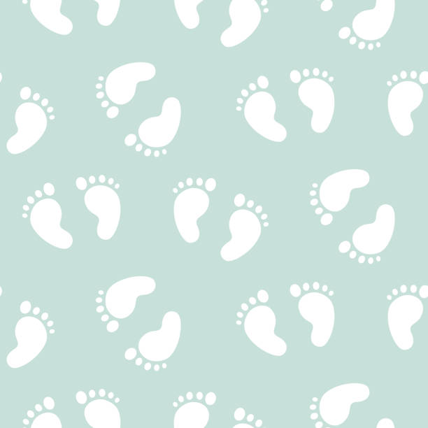 ilustrações, clipart, desenhos animados e ícones de pegadas de bebê sem costura vetor padrão para os meninos. - baby blanket illustrations