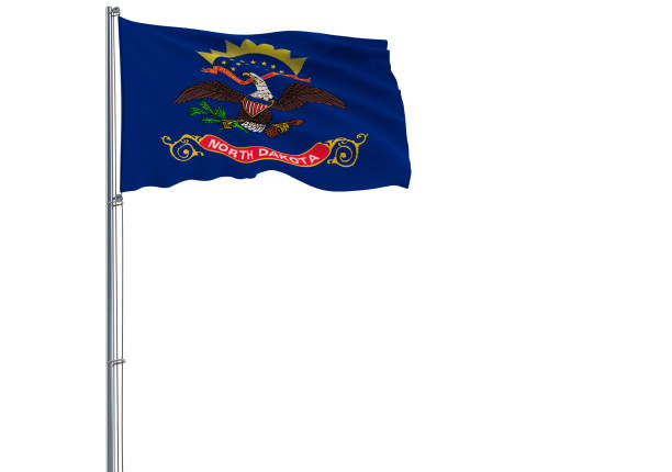 分離フラグ米国ノースダコタ州の風、3 d レンダリングが飛んでいます。 - north dakota flag us state flag north dakota flag ストックフォトと画像