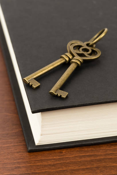 istock Antique key on book cover 1037591888