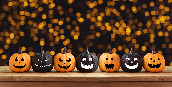 Halloween Background With Glitter Pumpkin Characters Decor Stock Photo -  Download Image Now - iStock