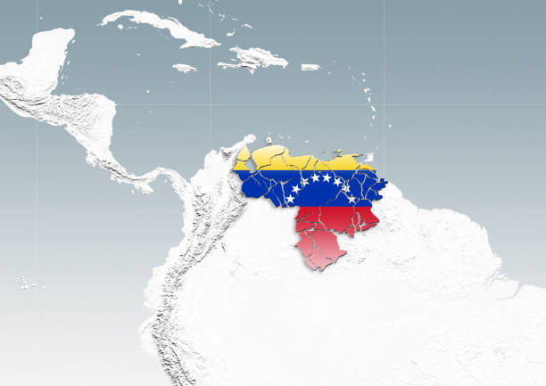 Venezuela breaks into pieces on a map of South America