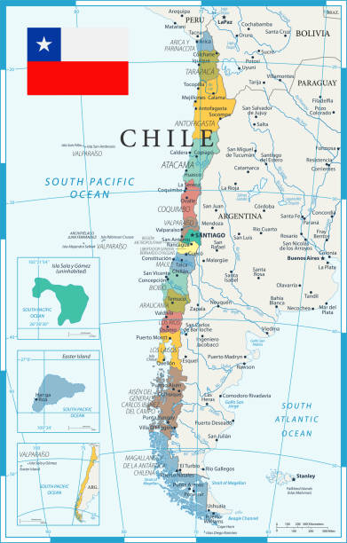 27 - чили - цвет1 10 - argentina map chile cartography stock illustrations