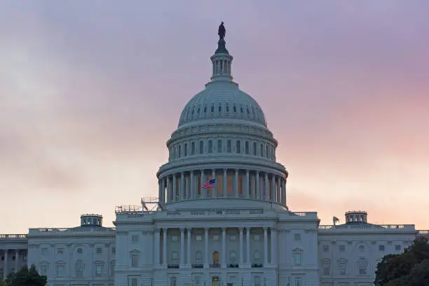 Photo of US Capitol Building at autumn sunrise