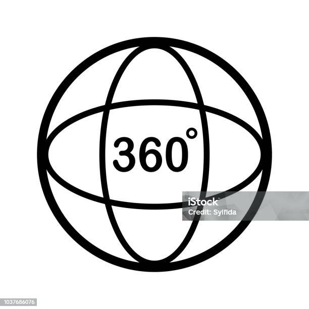 360 Degree Icon Outline Design Vector Illustration Stock Illustration - Download Image Now