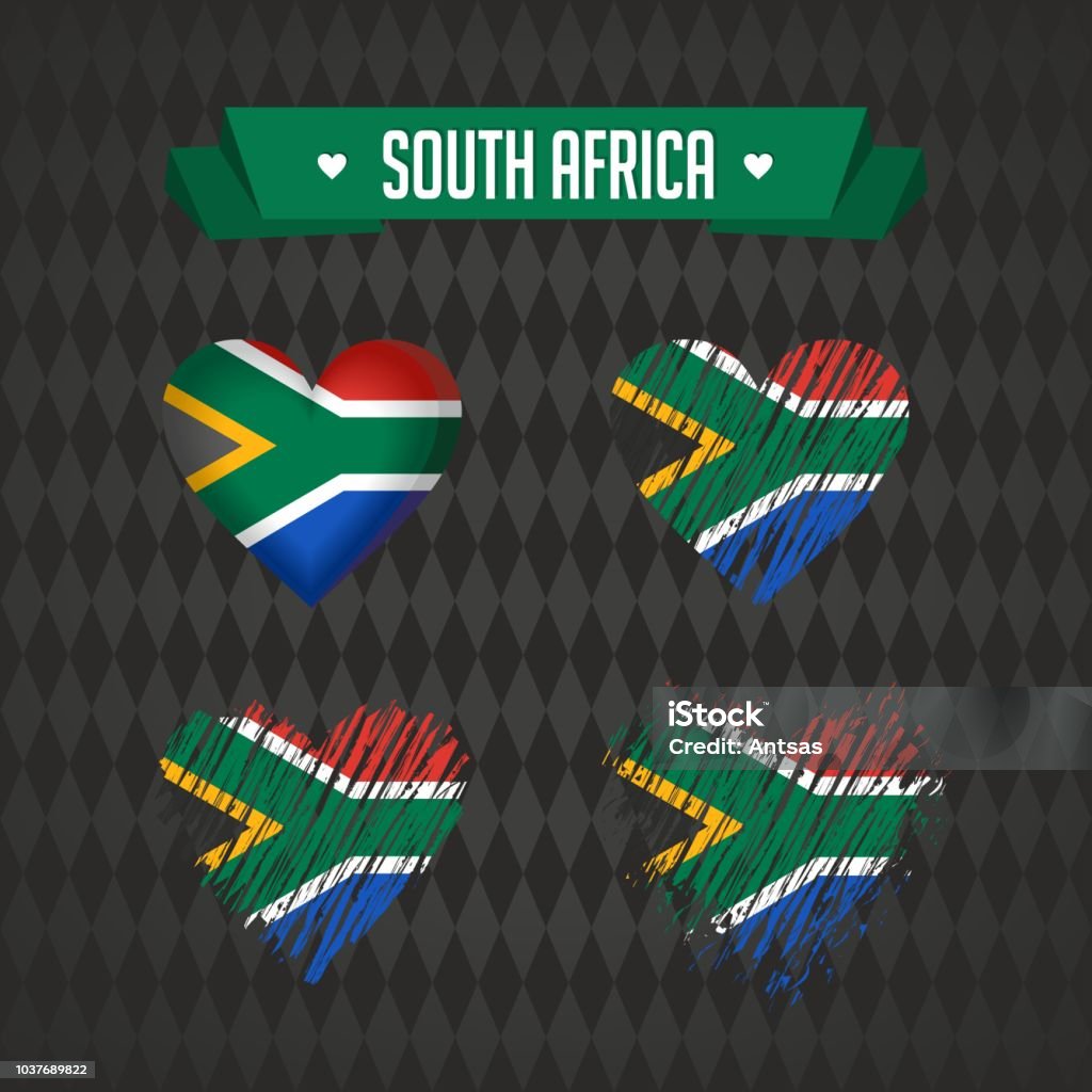 South Africa with love. Design vector broken heart with flag inside. South Africa with love. Graphic design heart with map inside South Africa stock vector