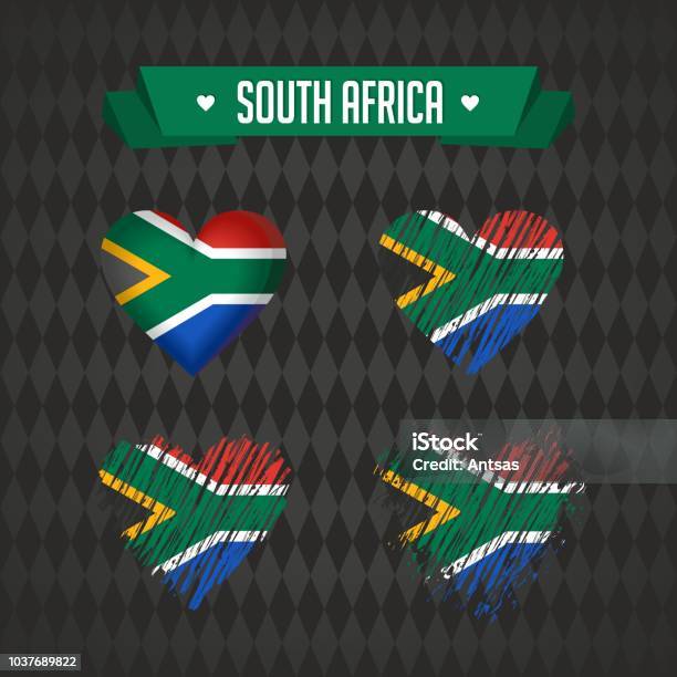 South Africa With Love Design Vector Broken Heart With Flag Inside Stock Illustration - Download Image Now