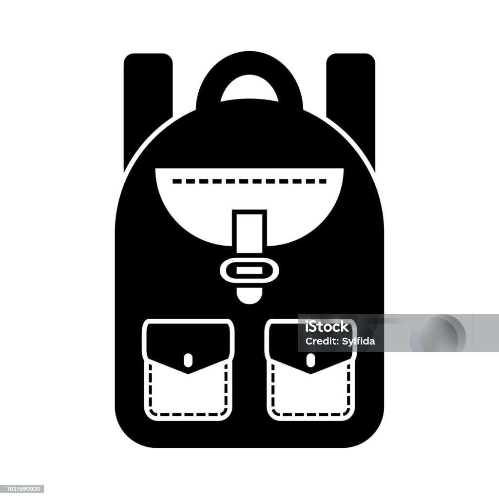 Black and white backpack, vector illustration Back stock vector