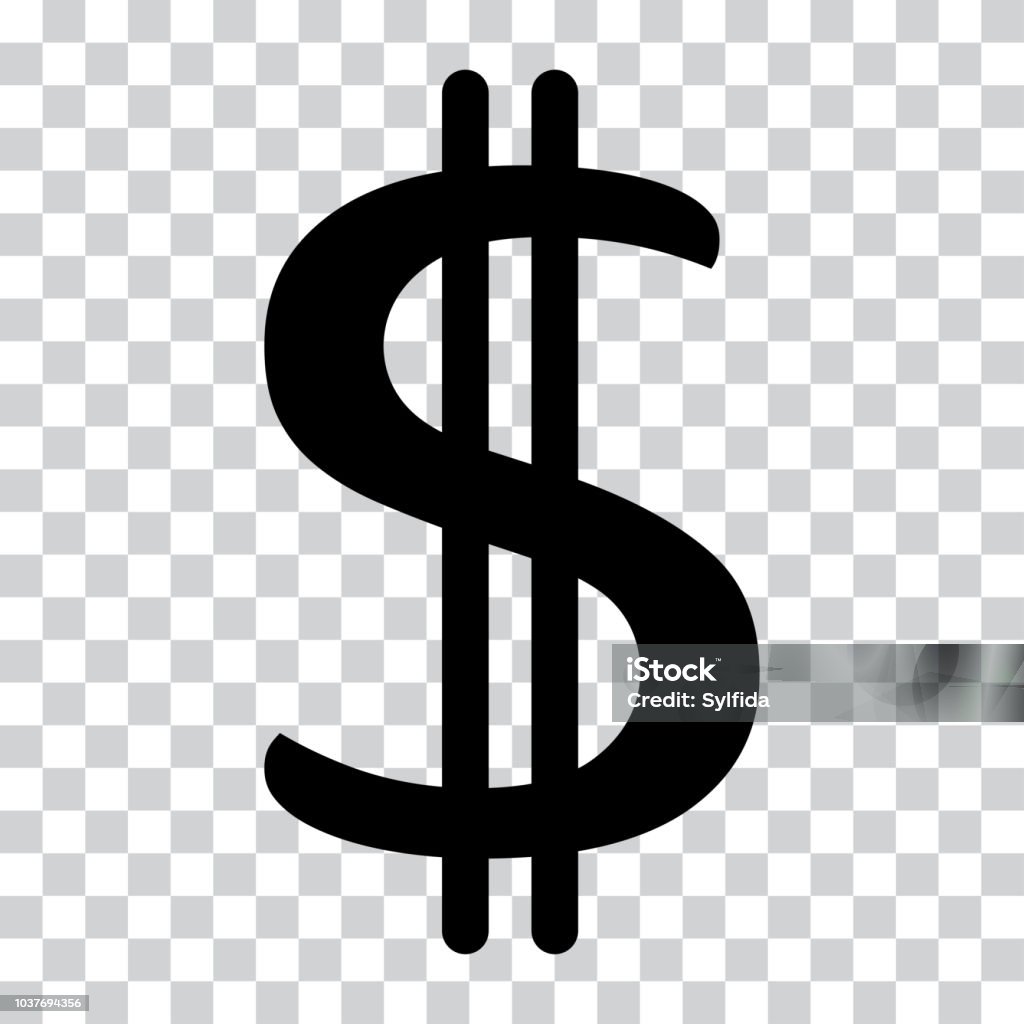 Dollar sign. USD currency symbol. Money label. Black icon on transparent background. Vector illustration Dollar Sign stock vector