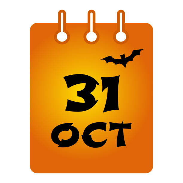 ilustraciones, imágenes clip art, dibujos animados e iconos de stock de 31 de octubre st color icono del calendario. víspera de todos los santos. inscripción negra sobre fondo naranja. ilustración de vector - spider web halloween corn pumpkin