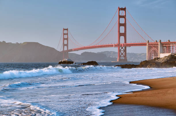 Golden Gate Bridge, San Francisco, California Golden Gate Bridge view from Baker Beach, San Francisco, California, USA baker beach stock pictures, royalty-free photos & images