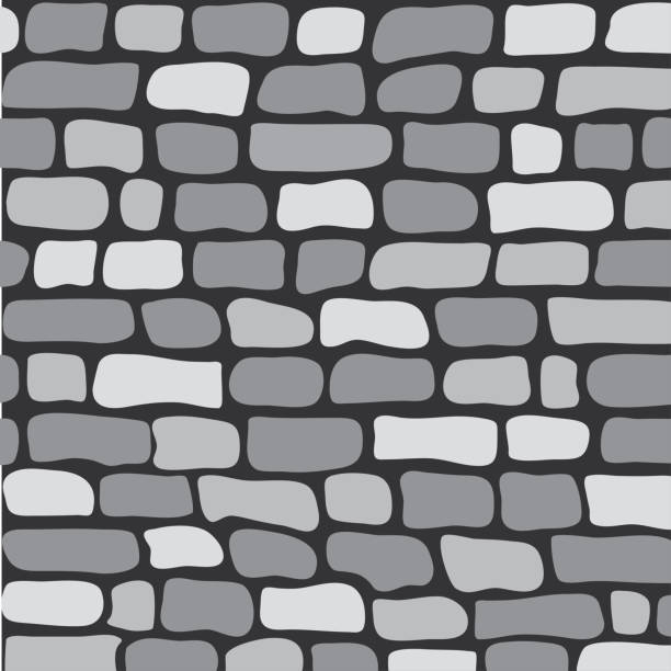 ilustraciones, imágenes clip art, dibujos animados e iconos de stock de pared de ladrillo gris de patrones sin fisuras, ilustración vectorial - cobblestone
