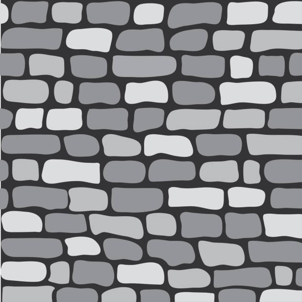 ilustrações, clipart, desenhos animados e ícones de parede de tijolos cinza do padrão sem emenda, ilustração vetorial - cobblestone