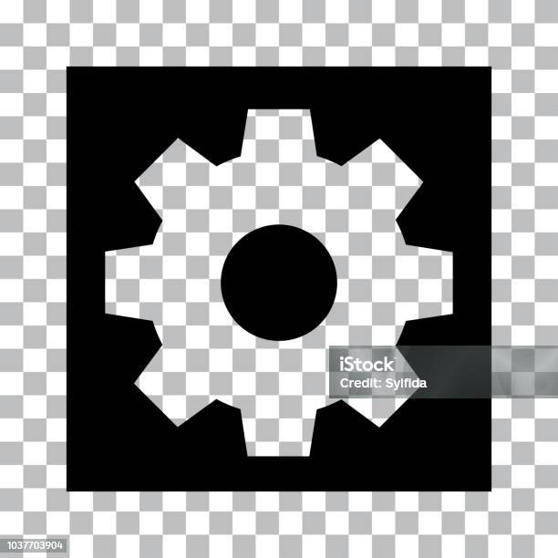 Setting Buttom Image Black Setting Button On Transparent Background Vector Illustration ...