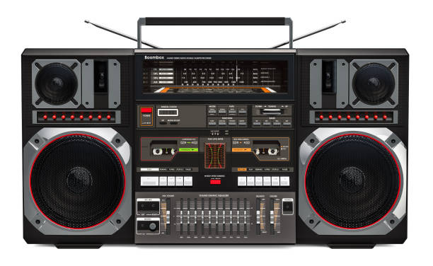 istock Boombox, 3D rendering isolated on white background 1037711884