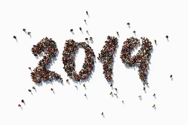 istock Human Crowd Forming 2019: Population And Social Media Concept 1037712504