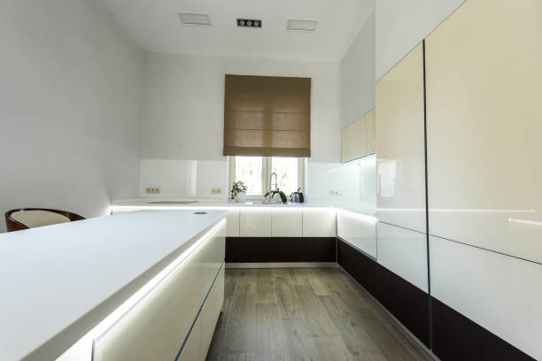 istock interior view of empty modern kitchen in light colors 1037715706