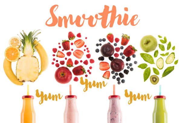 istock different healthy smoothies in bottles with fresh ingredients isolated on white, with 