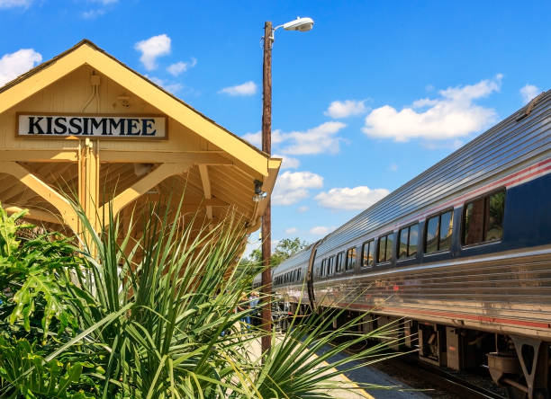 Boarding the Train at Kissimmee station stock photo