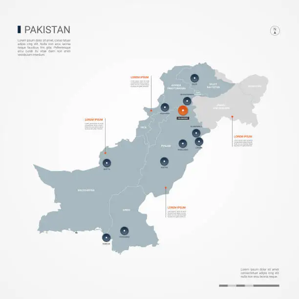 Vector illustration of Pakistan infographic map vector illustration.