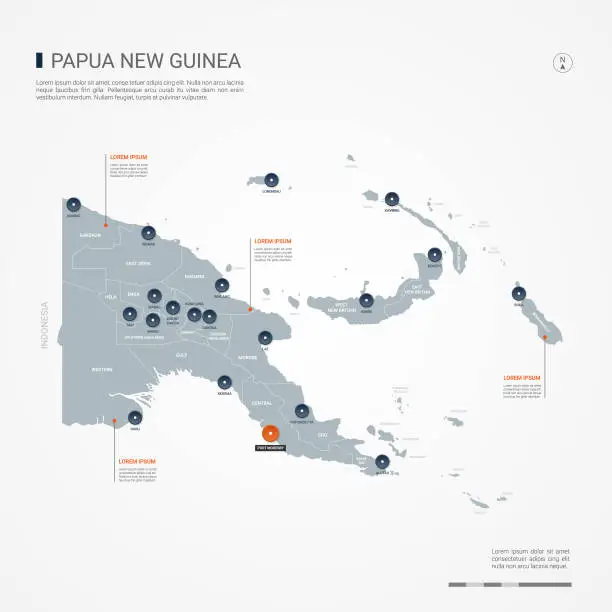 Vector illustration of Papua New Guinea infographic map vector illustration.