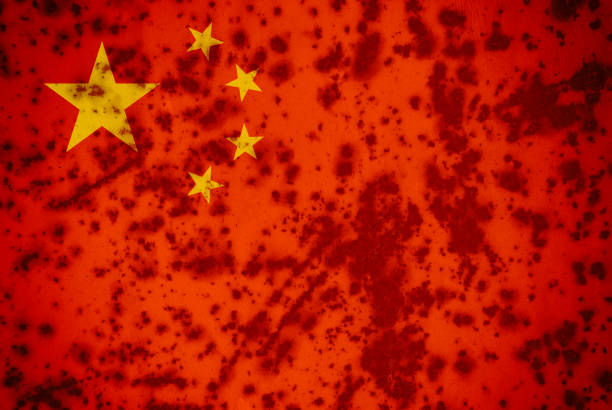 istock Flag of China on a old metal background. Chinese Flags rust texture. 1037754360