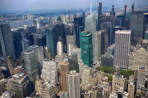 A panoramic view of the Manhattan skyscraper from Empire State, New York City