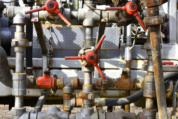 istock Old Industrial Pipes and Colorful Valves 1037772732