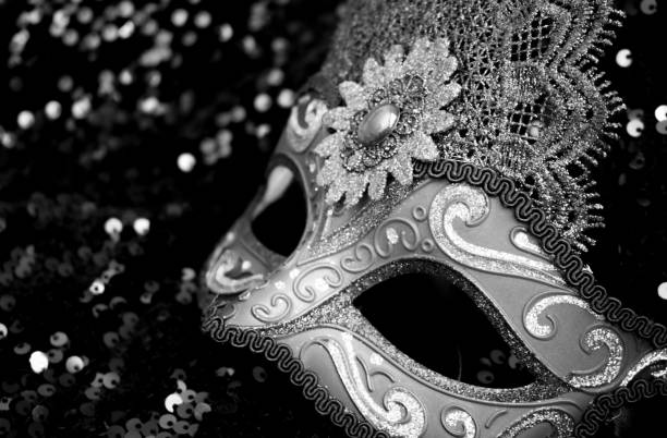 istock Carnival mask in black and white background with copy space 1037783740