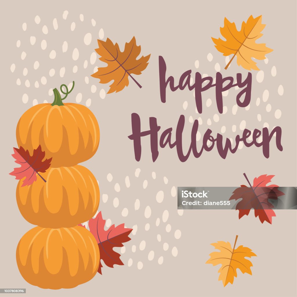Cute Autumn Background Flat Design Style Autumn Background With Text. Pumpkins With Leaves. Autumn stock vector