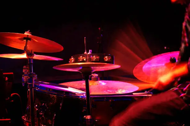 Photo of The drummer in action.