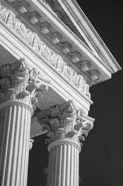 미국 최고 법원 건물 세부 클로즈업 - us supreme court corinthian column classical greek 뉴스 사진 이미지