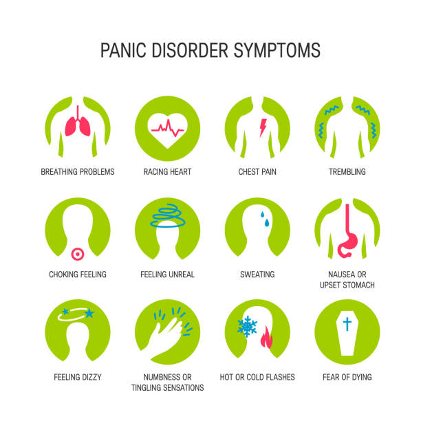 ilustrações de stock, clip art, desenhos animados e ícones de panic attack symptoms vector - human heart flash