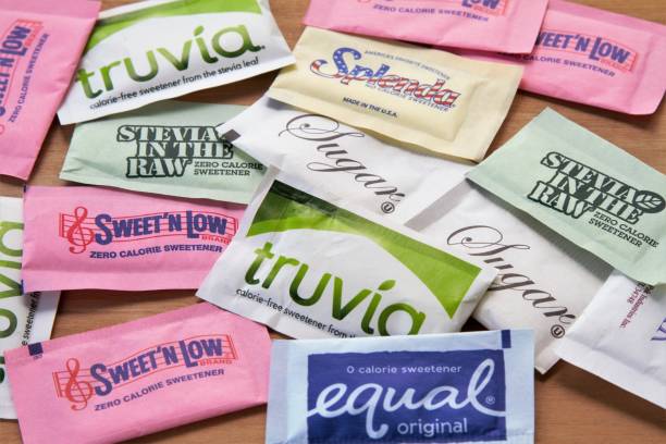 Artificial  and natural sweeteners stock photo