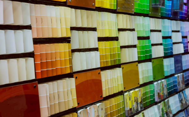 istock Perspective lines of sample colors shading selecting display at color paint 1037867360