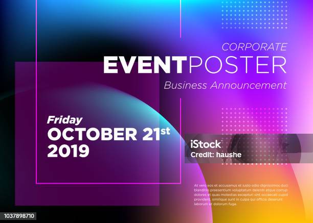 Abstract Vector Dynamic Background Futuristic Poster For Corporate Meeting Online Courses Master Class Webinar Business Event Announcement Seminar Presentation Lecture Business Convention - Arte vetorial de stock e mais imagens de Evento