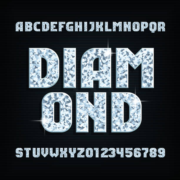 istock Diamond crystal alphabet font. Shiny bright letters and numbers. 1037912216