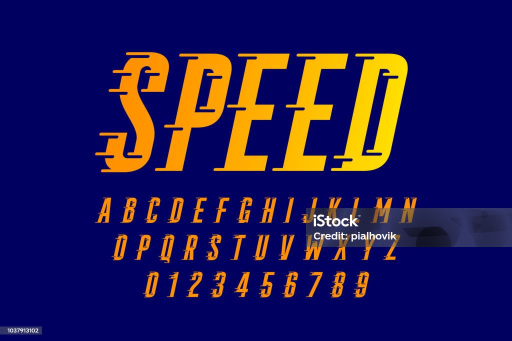 Speed Style Text Speed Style Font Stock Illustration - Download Image Now - Speed ...