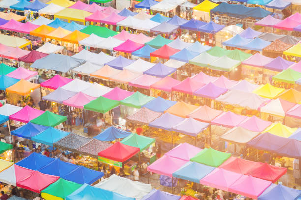 istock Roof top multiple colour flea market 1037948152